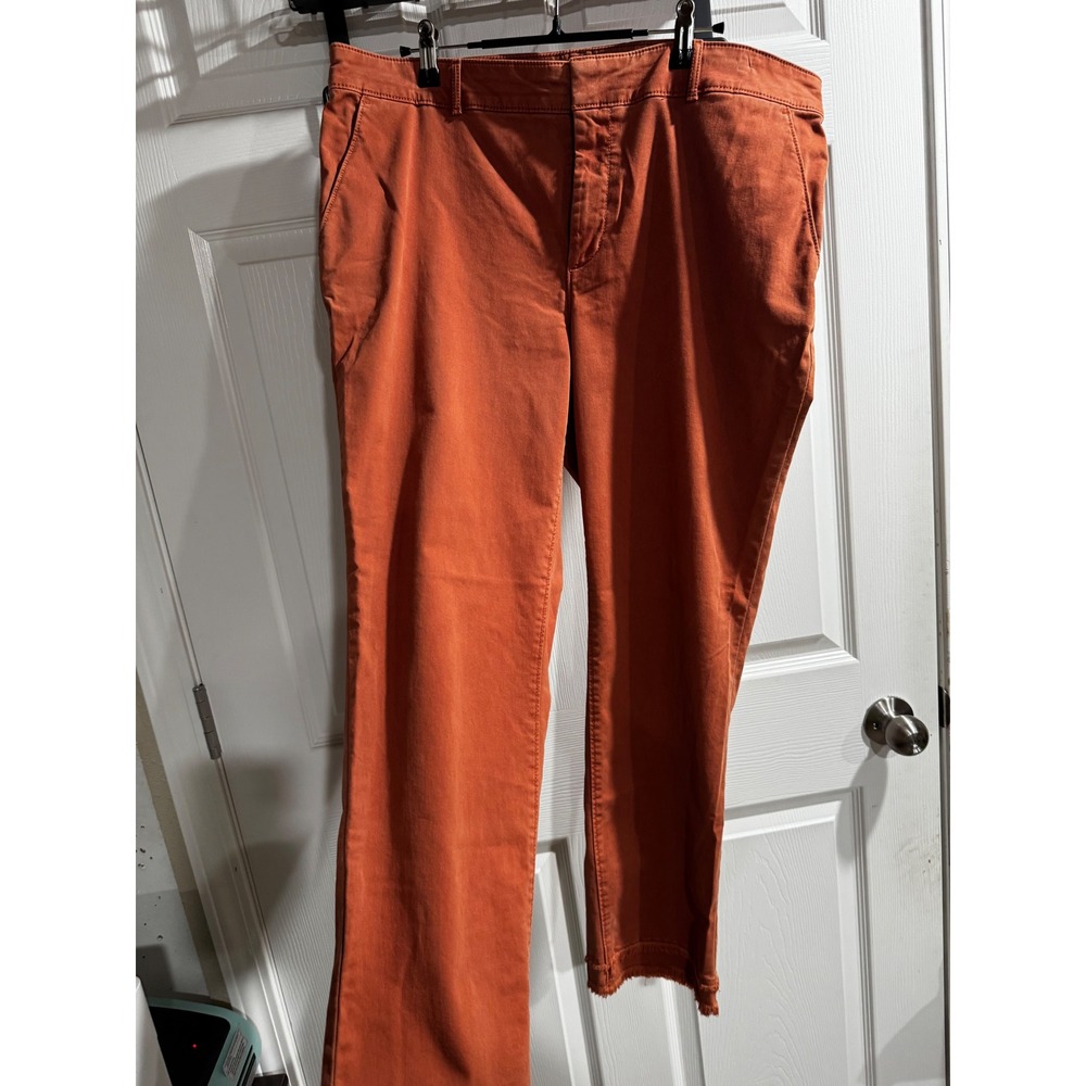 Loft Womens Burnt Orange Straight Leg Frayed Hem Pants Rust Size 14